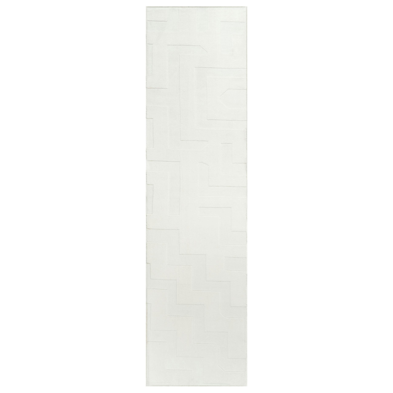 Tapete de sala moderno com padrão abstrato BELIANI Gingera de Jacquard Branco 80x300