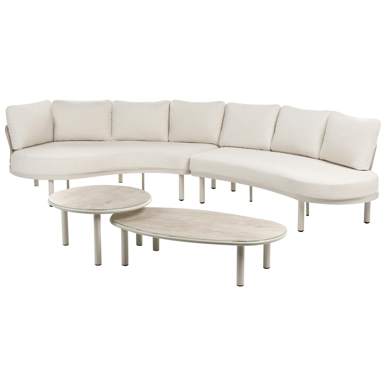 Conjunto lounge curvo para 6 pessoas BELIANI Oriolo de Alumínio Creme 352x120x84