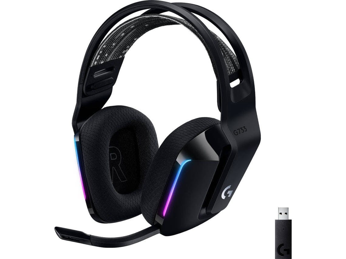 Auscultadores Gaming Bluetooth LOGITECH G733 (Over Ear - Microfone - Preto)