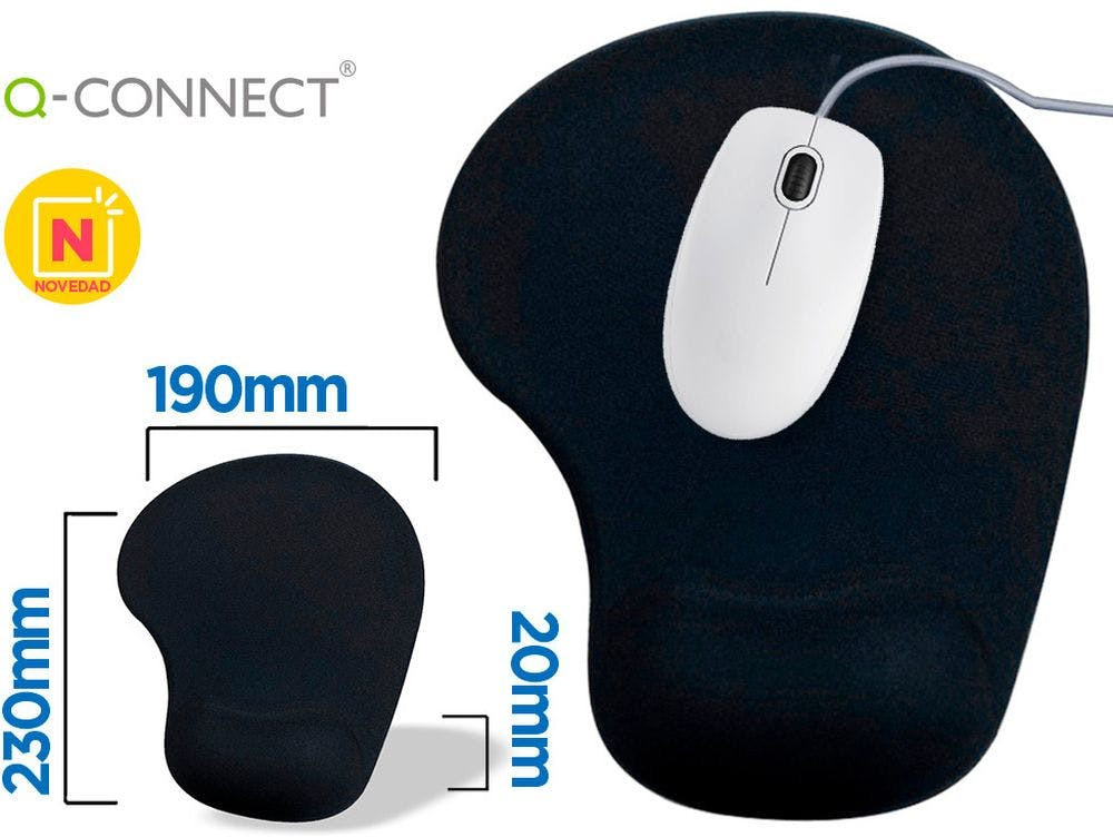 Tapete para Rato Q-Connect com Apoio de Pulsos de Gel Preto