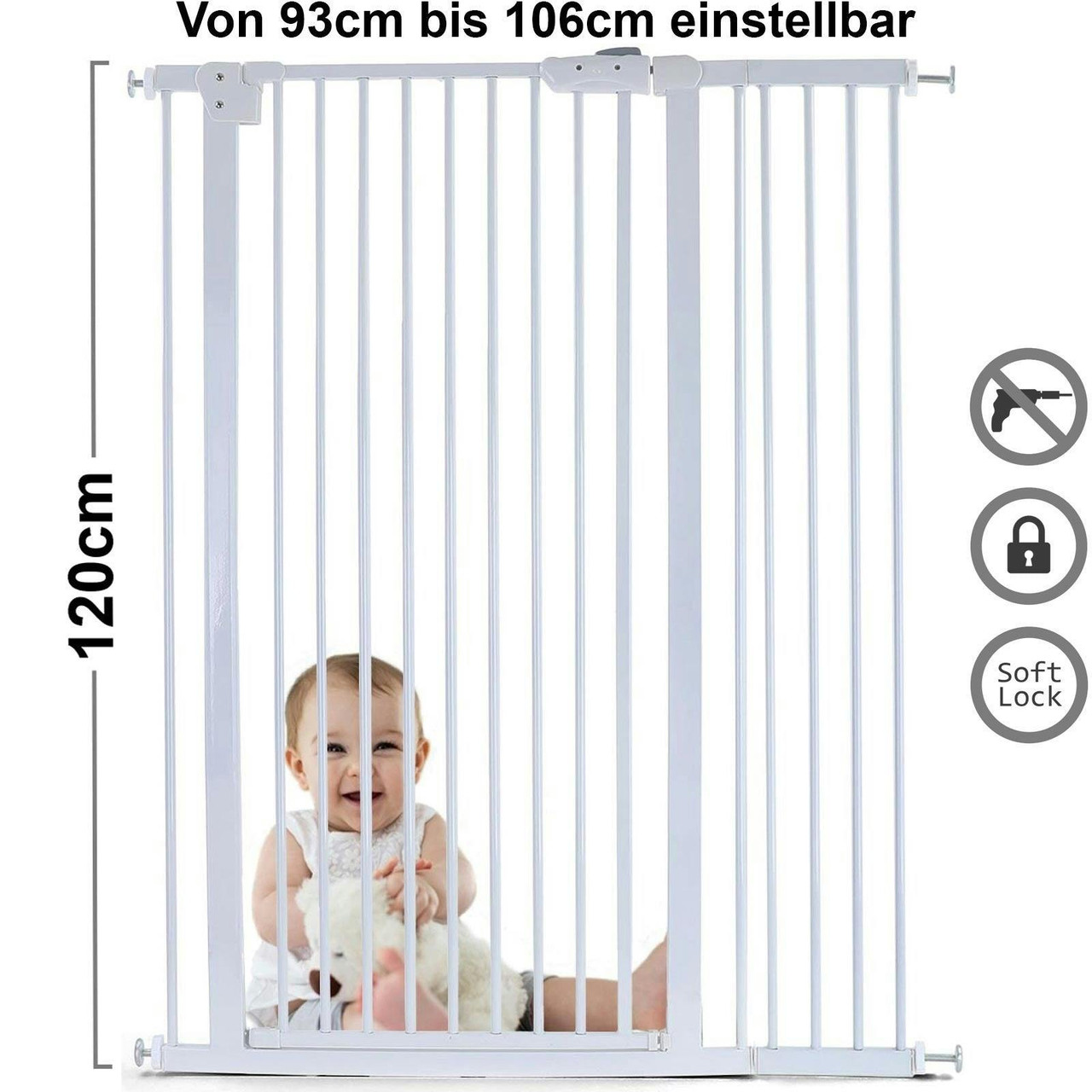 Barreira segurança 93-106 cm altura 120 cm branco
