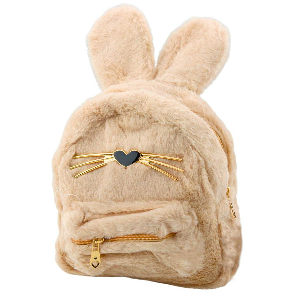 Mochila Infantil de Peluche Orelhas de Coelho Bege 22cm 3L