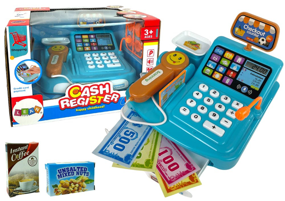 Caixa registadora brinquedo com scanner pilhas