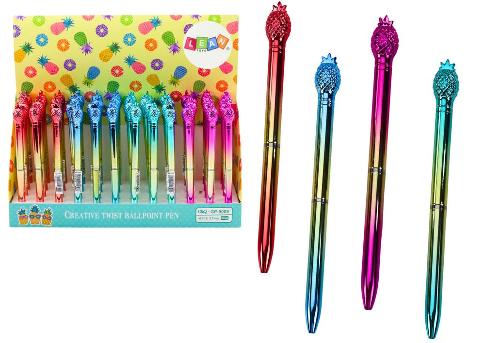Caneta ananás dourada brilhante tinta azul 0,7mm mix (1 unidade, sortido)