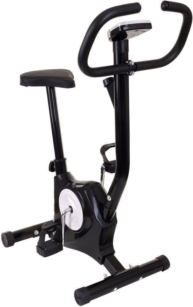 Bicicleta estática com resistência mecânica preta
