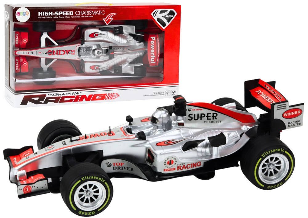 Carro desportivo racer 1:9 prateado com som