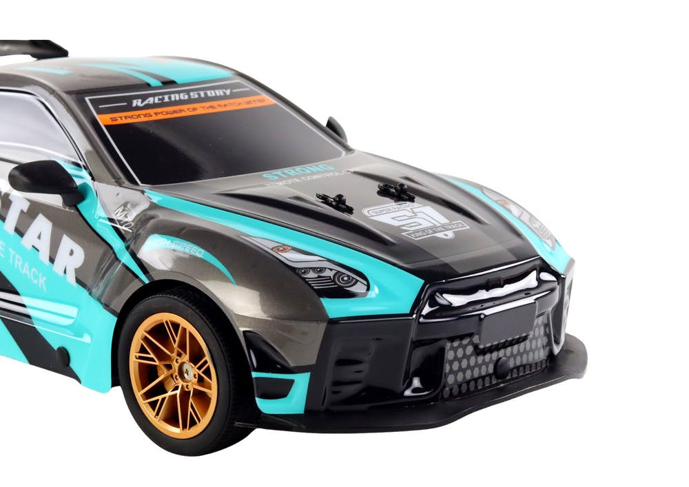 Carro desportivo RC grande 1:10 turquesa e preto