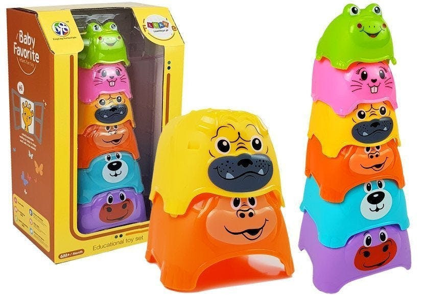 Copos de Empilhar Animais Coloridos para Bebé 6 Peças