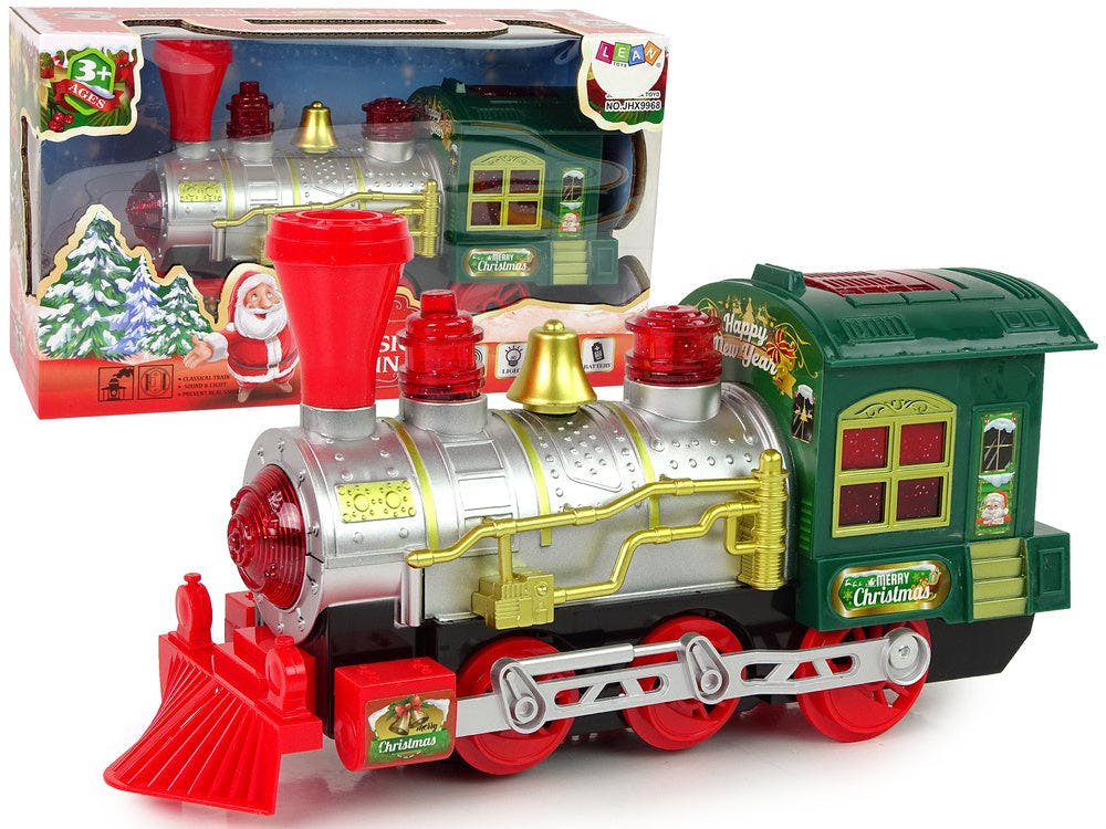 Comboio natal luz som verde pilhas