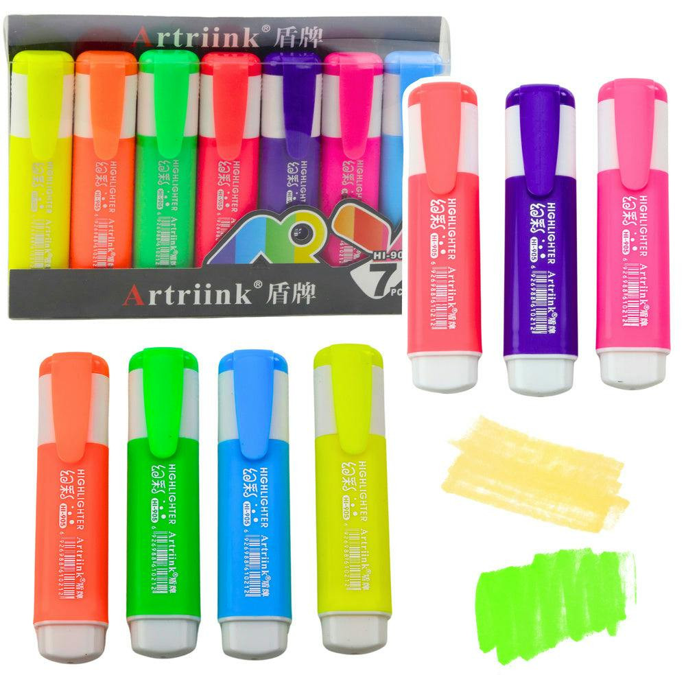 Conjunto de marcadores fluorescentes néon 7 un.