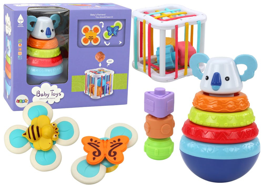 Conjunto sensorial torre koala cubo educativo spinners