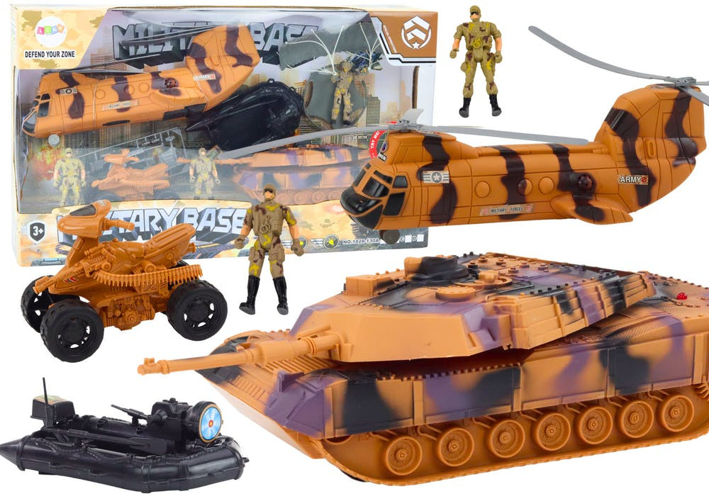 Conjunto militar tanque helicóptero paraquedistas som