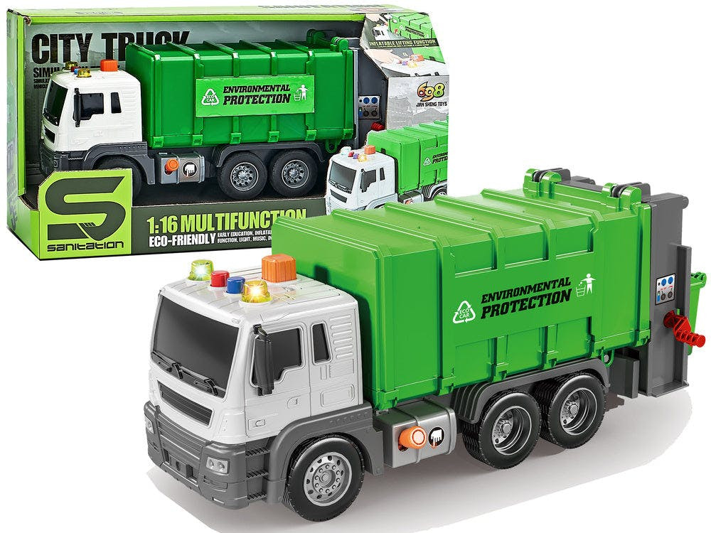 Camião lixo fricção 1:16 verde efeitos sonoros