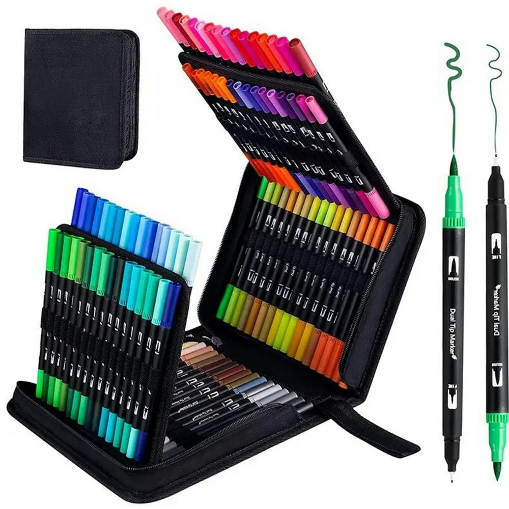 Conjunto Marcadores Dupla Face 120pcs Impermeáveis