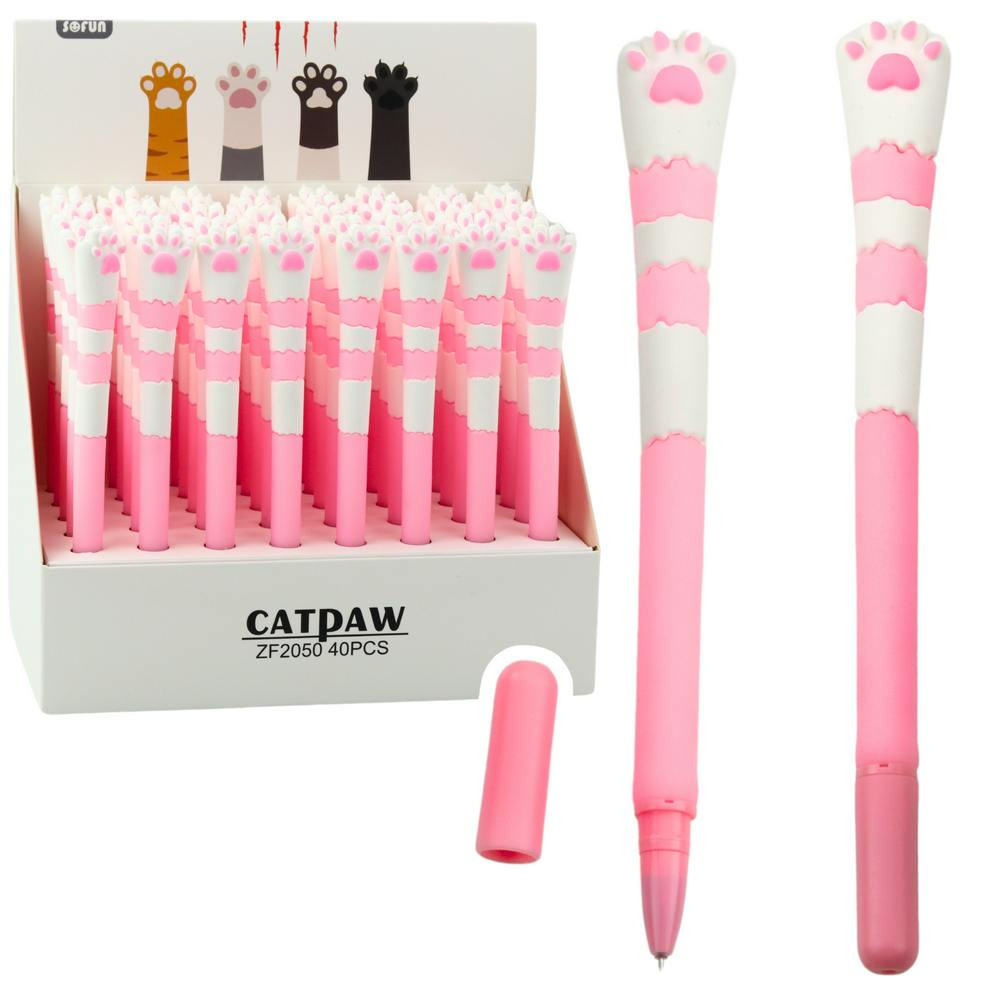Caneta Gel Pata de Gato Tampa Rosa 16,5cm (1 unidade, sortido)