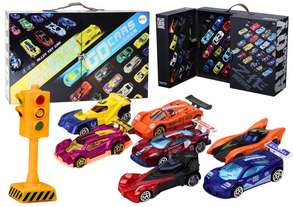 Conjunto carros em mala com sinalização 50 peças