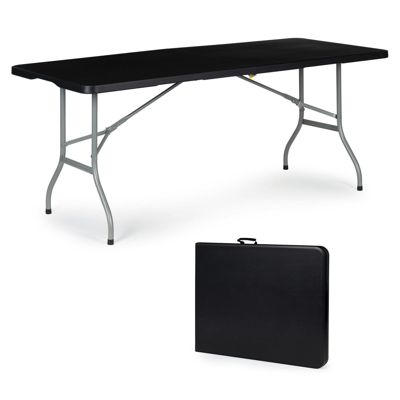 Mesa de campismo dobrável 180x70x73,5 cm preto