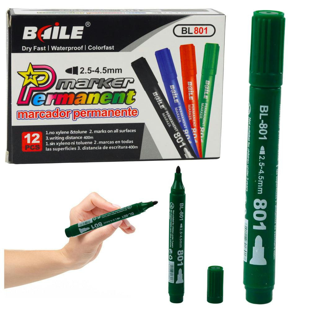 Marcador permanente impermeável verde 2,5-4,5 mm (1 marcador)