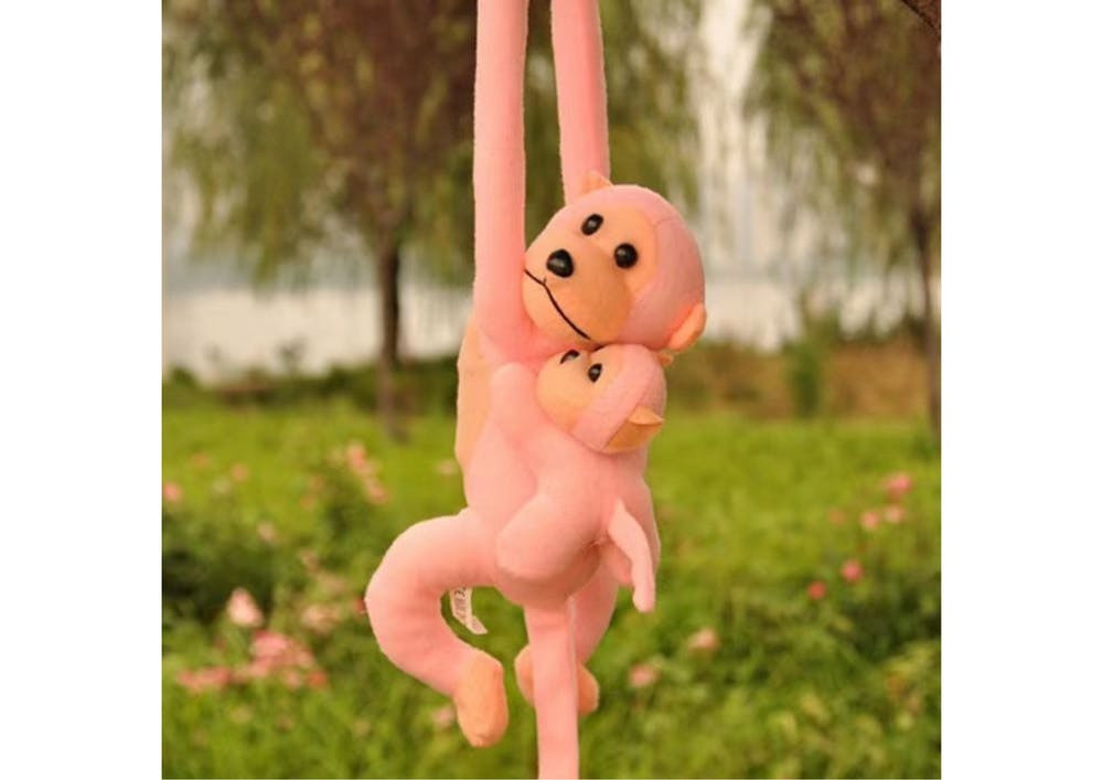 Macaco Peluche com Bebé Rosa 70cm