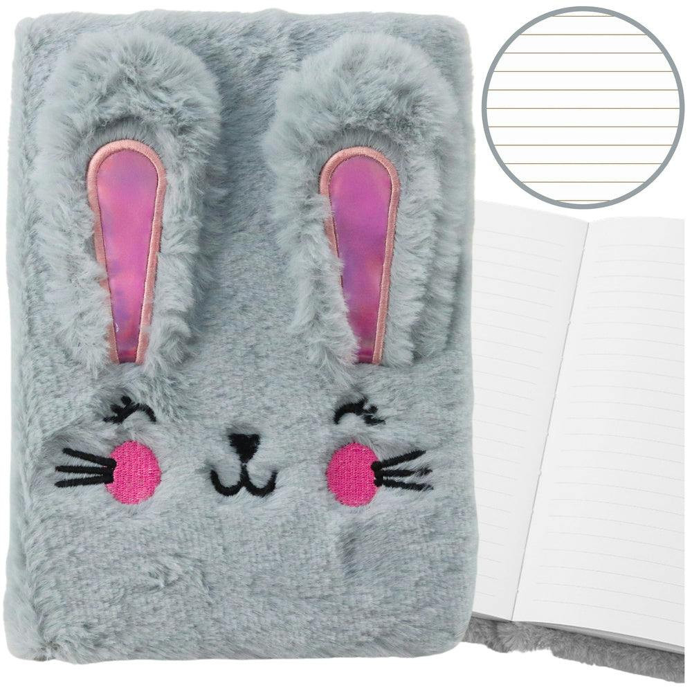 Caderno peluche pautado A5 coelho colorido