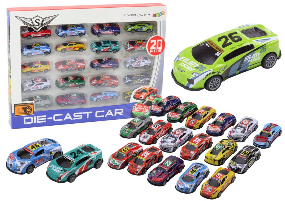 Conjunto carros desportivos com molas 1:64 20 peças