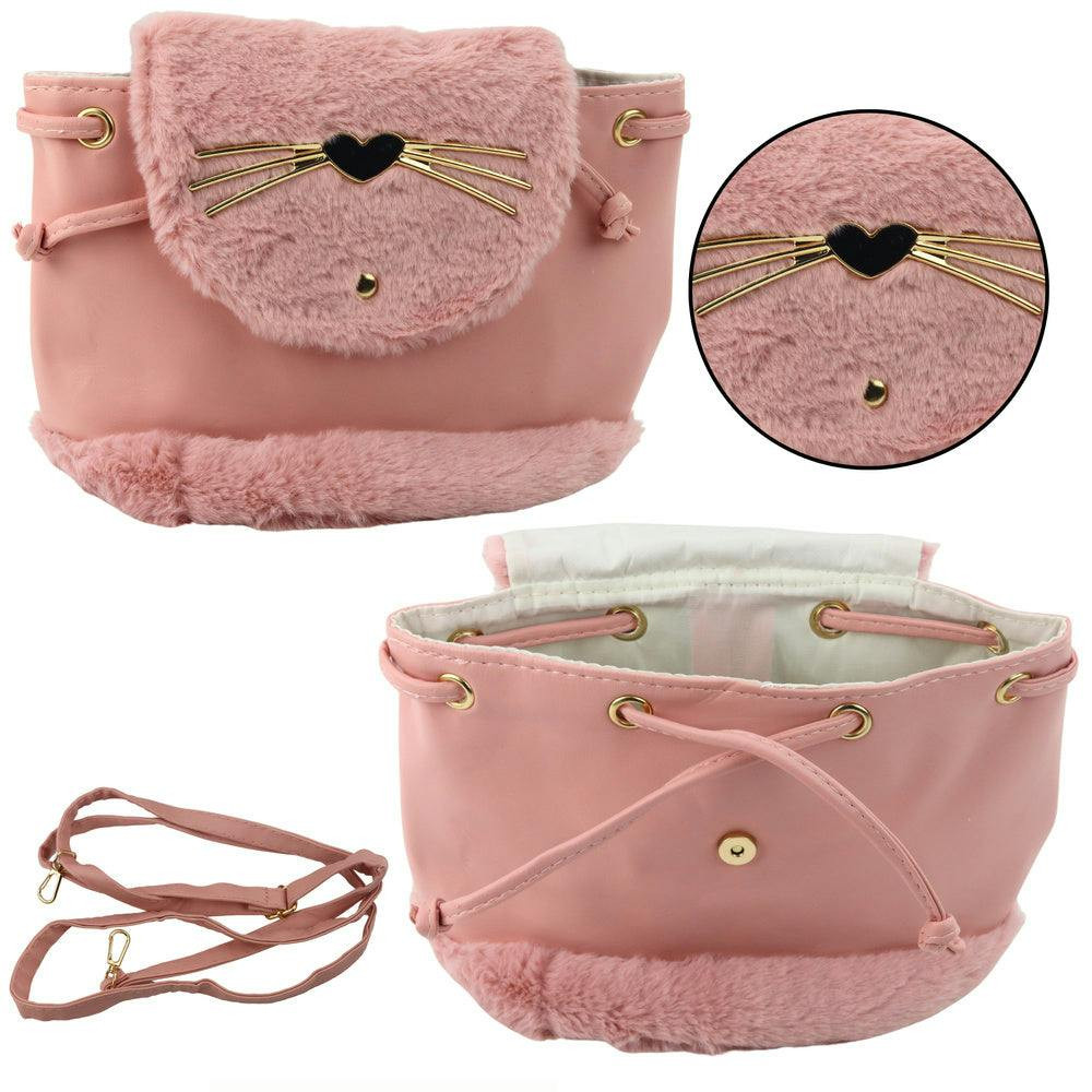 Mochila Infantil de Peluche com Orelhas Rosa