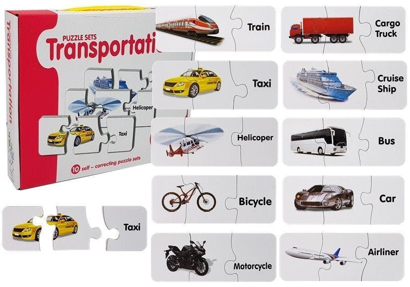 Puzzle educativo transportes 10 ligações