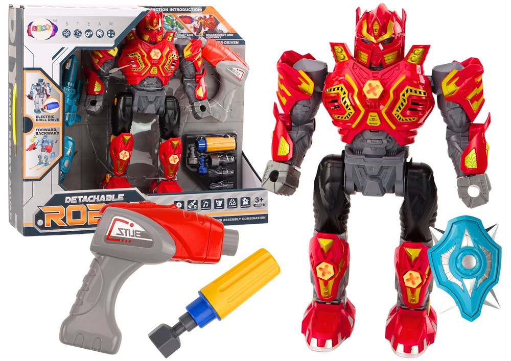 Robot desmontável com berbequim luz e som vermelho