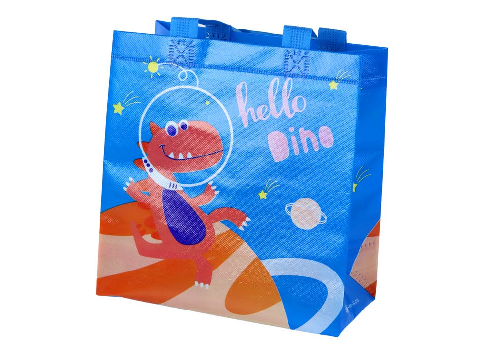 Saco de Presente Dinossauro Azul 23x21,5x11cm
