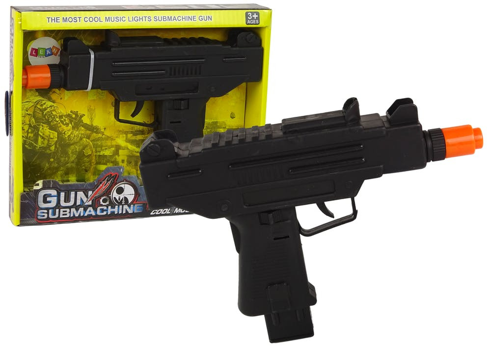 Pistola infantil preta vibração som