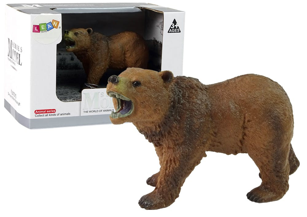 Urso Castanho Realista a Rugir, Coleção Animais do Mundo 20 cm