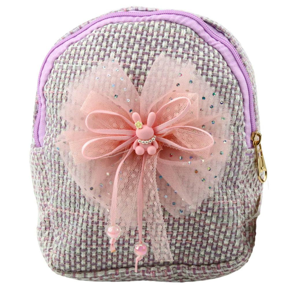 Mochila Infantil Coelha com Laço Entrançado Roxa 21cm 2L