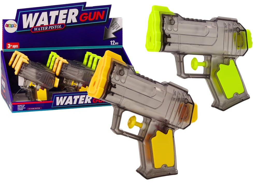 Pistola de água pequena amarelo transparente e laranja (1 unidade, sortido)
