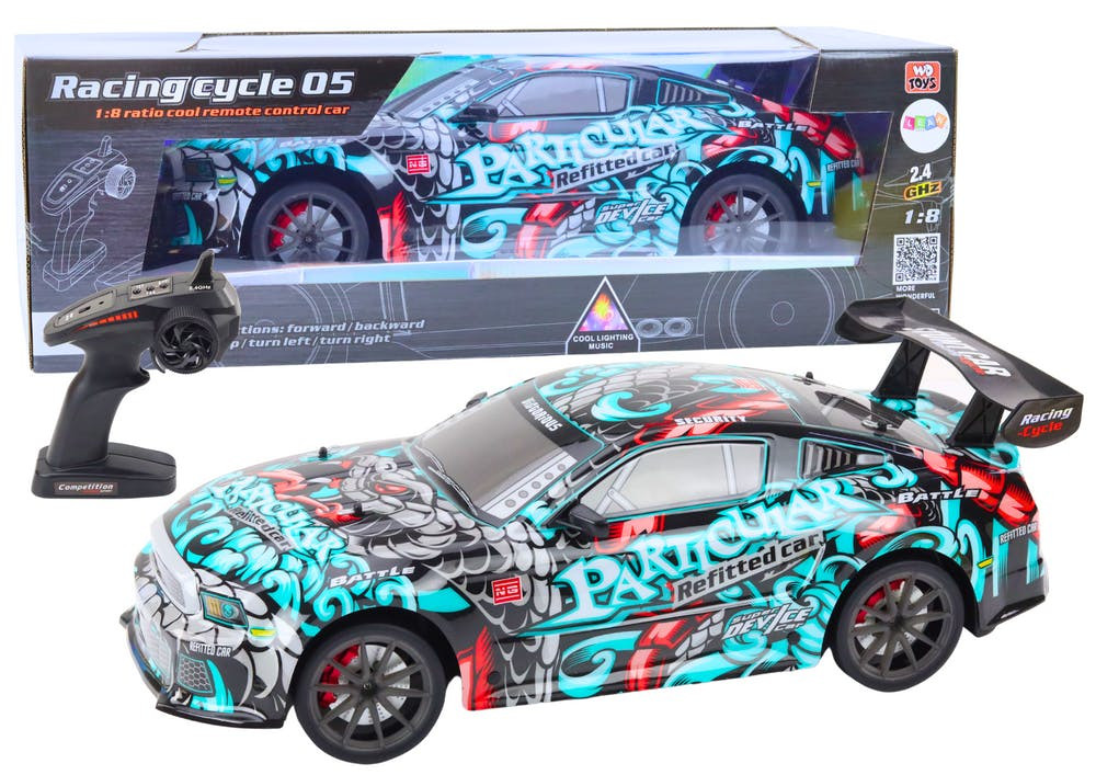 Carro desportivo RC grande 1:8 com luzes e sons grafitti