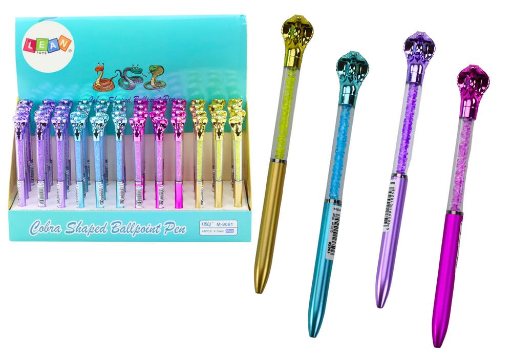 Caneta cobra com diamantes tinta azul 0,7mm mix (1 unidade, sortido)