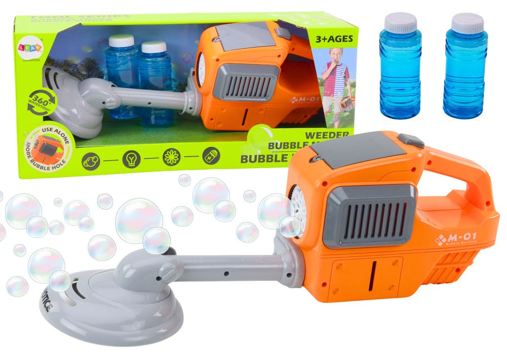 Máquina de bolhas de sabão cortador relva laranja