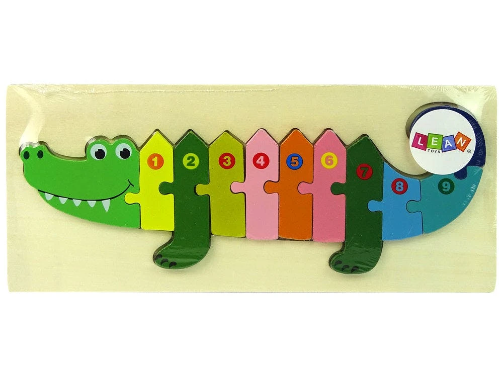 Puzzle madeira crocodilo números