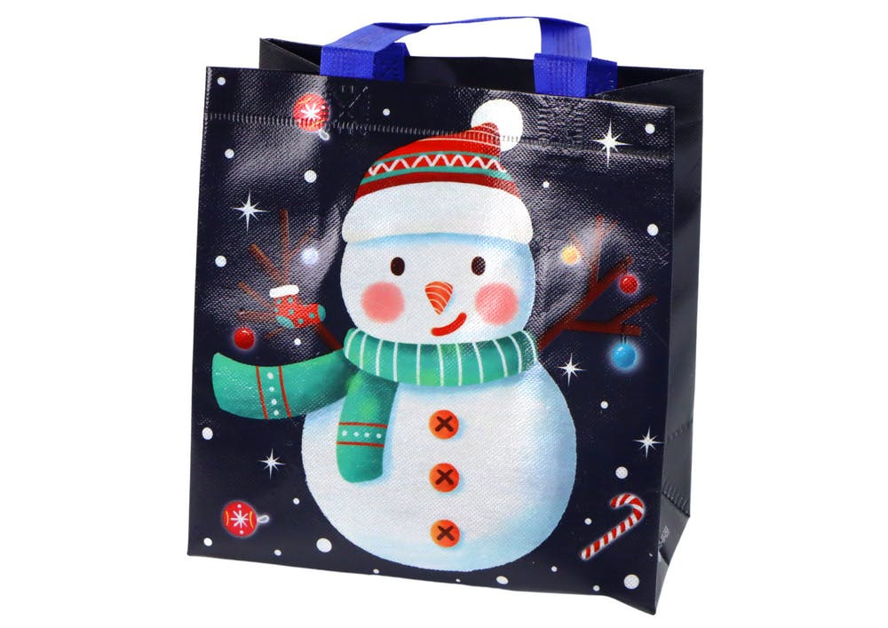 Saco de Presente Boneco de Neve Cor Escura 23x21,5x11cm