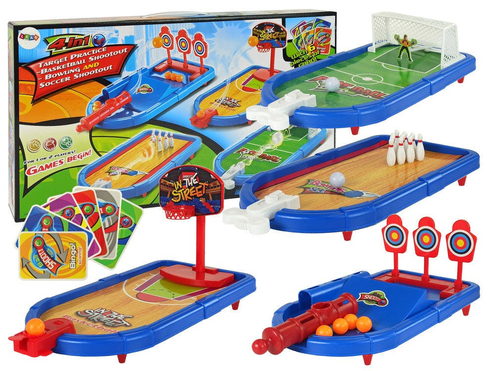 Conjunto jogos arcade 4 em 1 basquetebol futebol bowling dardos