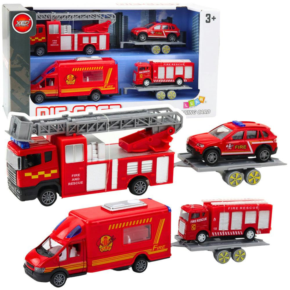 Conjunto Carros de Bombeiros Vermelho