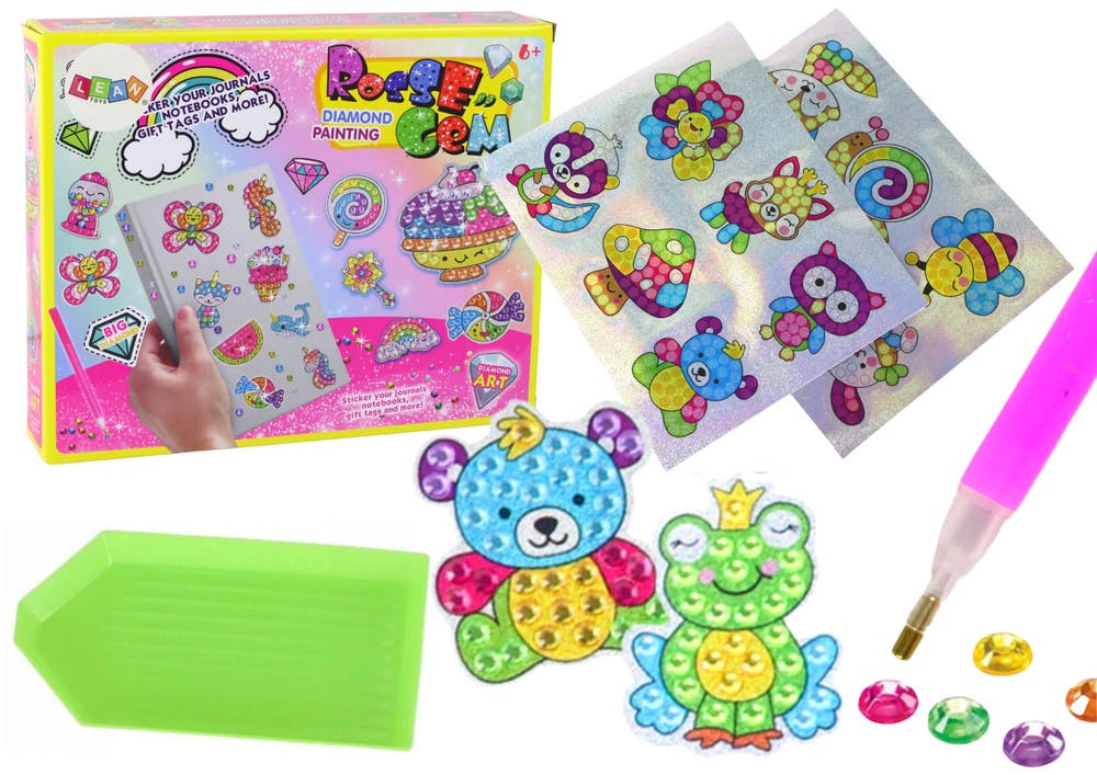 Conjunto DIY de Autocolantes Diamante Animais Coloridos