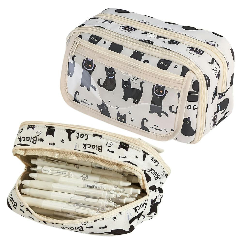 Estojo Escolar Gatos Pretos Branco 21cm