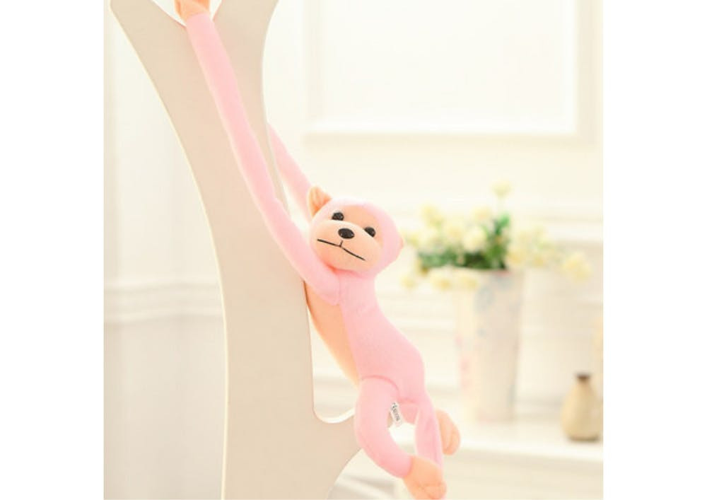 Macaco Peluche com Som Rosa 80cm