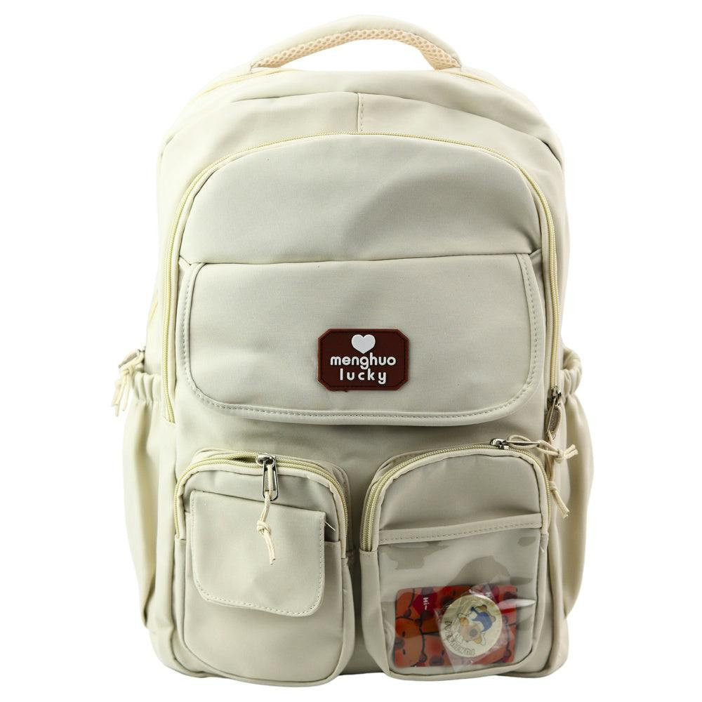 Mochila Escolar Urbana Capivara Porta-Chaves Pins Bege 25L 42cm