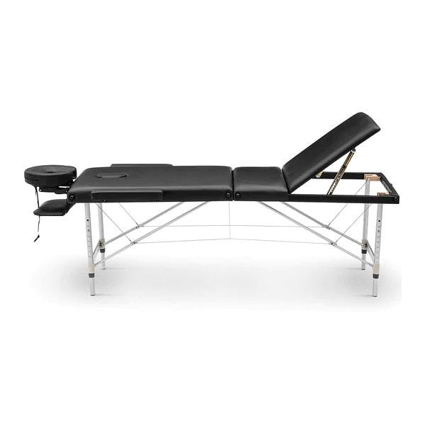Marquesa de massagem dobrável 3 secções alumínio preto