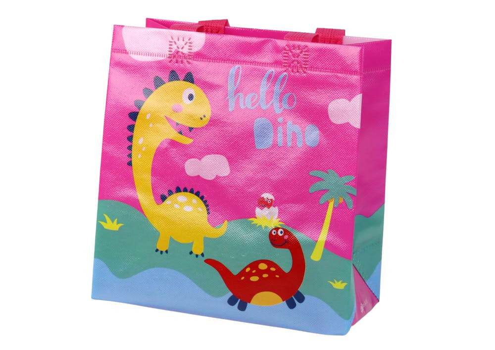 Saco de Presente Dinossauro Rosa 23x21,5x11cm