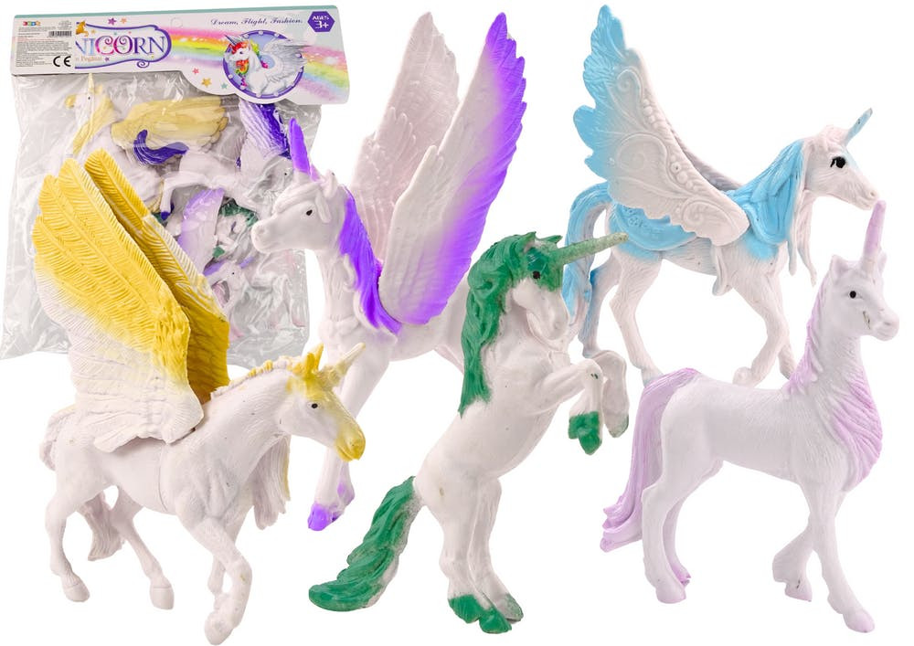 Unicórnio pégaso branco 6 peças