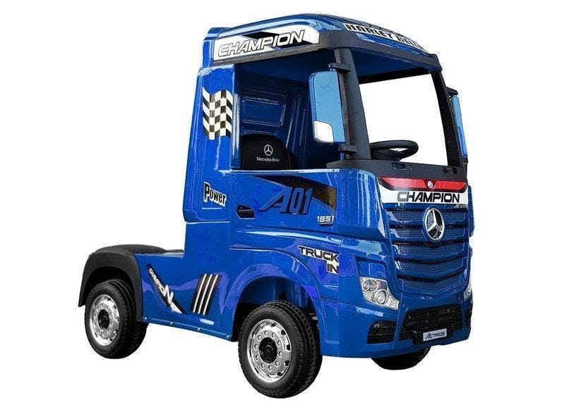 Camião elétrico infantil Mercedes Actros azul pintado MP4