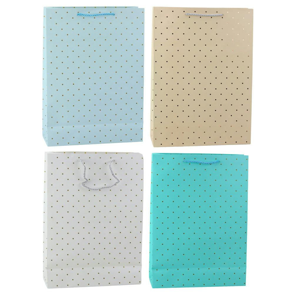 Saco de Presente Clássico com Bolinhas Douradas 41x30x12cm (1 unidade)