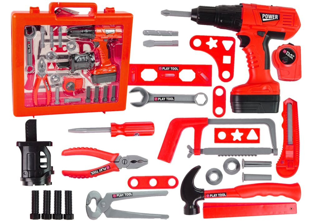 Kit ferramentas com chave de fendas, martelo e serra
